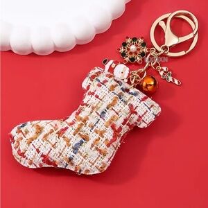 Festive Tweed Stocking Christmas 🎄 Keychain bag charm
